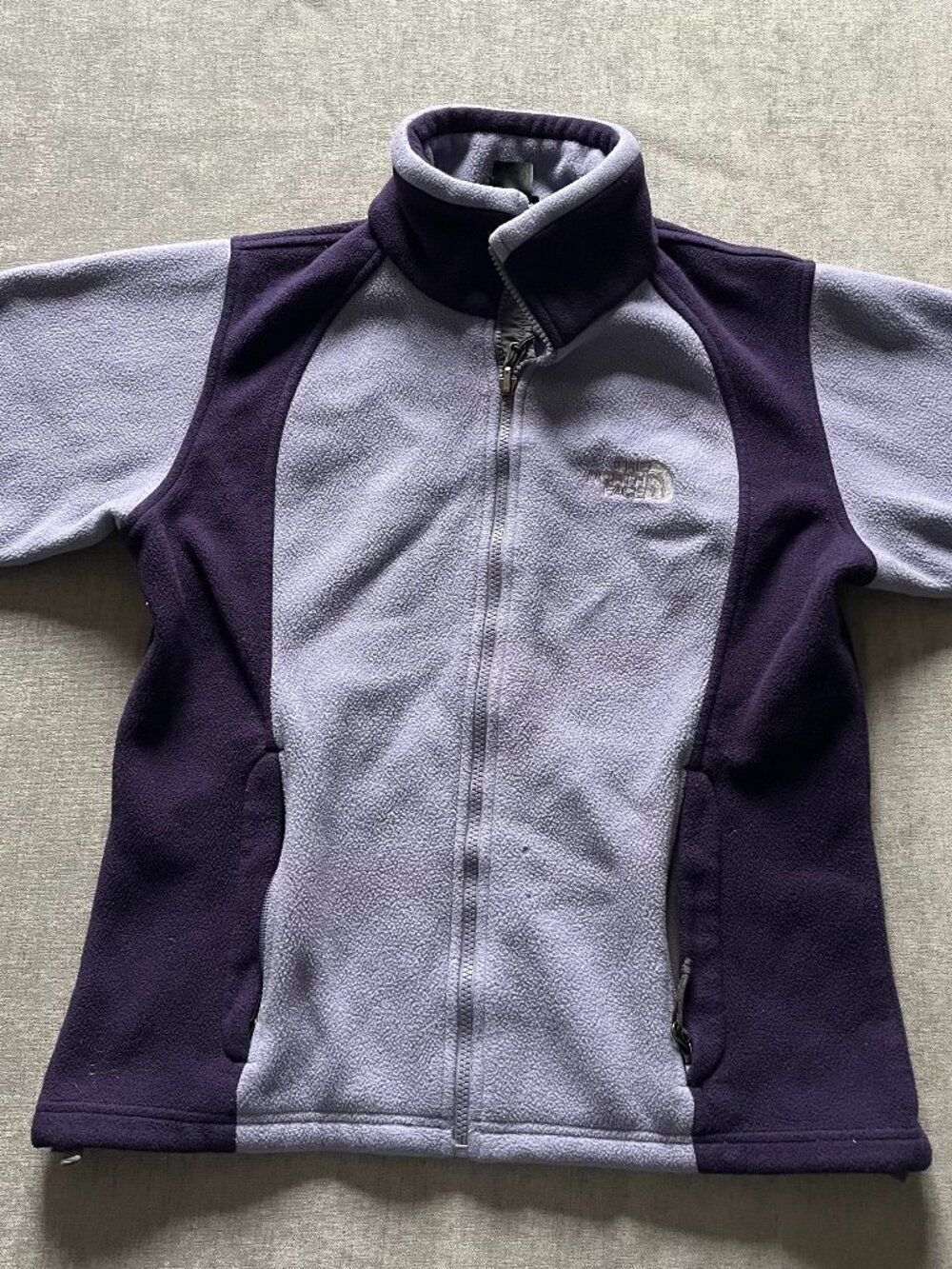 The North Face Full Zip Fleece Sweater Jacket Women M Purple Hiking Outdoor Logo
